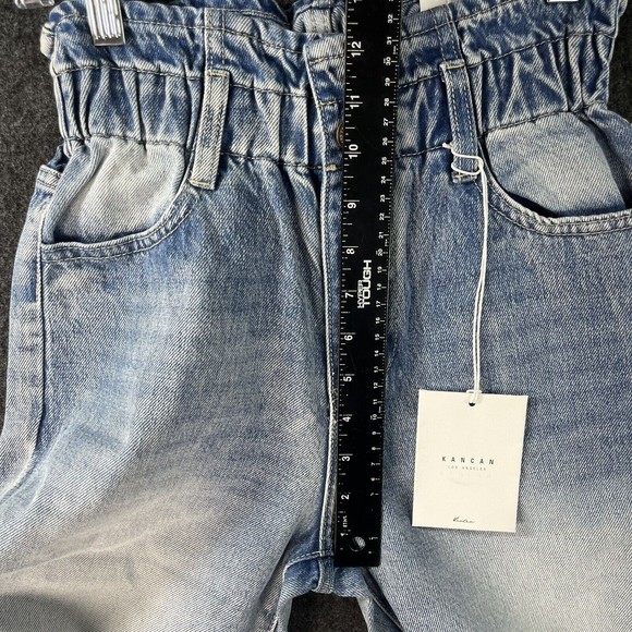 KanCan Jeans Women’s XS Blue High Rise Cuffed Paper Bag Mom Relaxed Fit - Picture 9 of 15